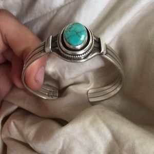 Real turquoise bracelet sterling silver